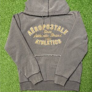 Vintage Aeropostale Embroidery Charcoal Hoodie with Gold Lettering